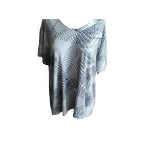 Calvin Klein Size 1X Vneck Plus Size Artsy Slinky Stretchy Print Top NWT